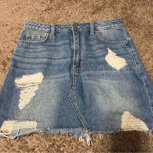 Hollister Blue Distressed Mini Skirt